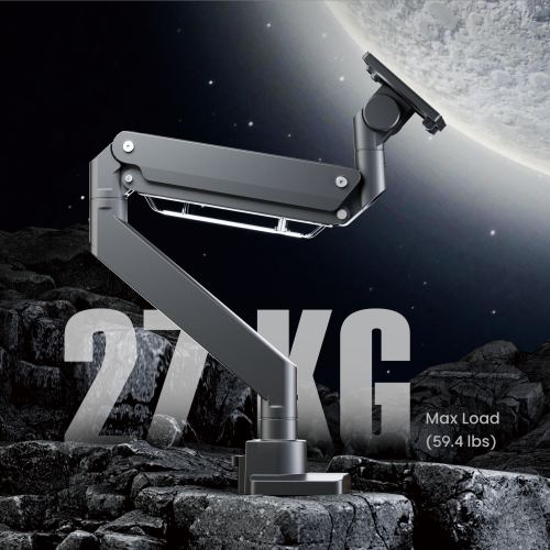 Superstarker Monitorarm mit Gasfeder und USB-A- sowie USB-C-Anschlüssen – Maximal 57 Zoll