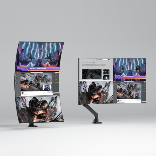 Superstarker Monitorarm mit Gasfeder und USB-A- sowie USB-C-Anschlüssen – Maximal 57 Zoll