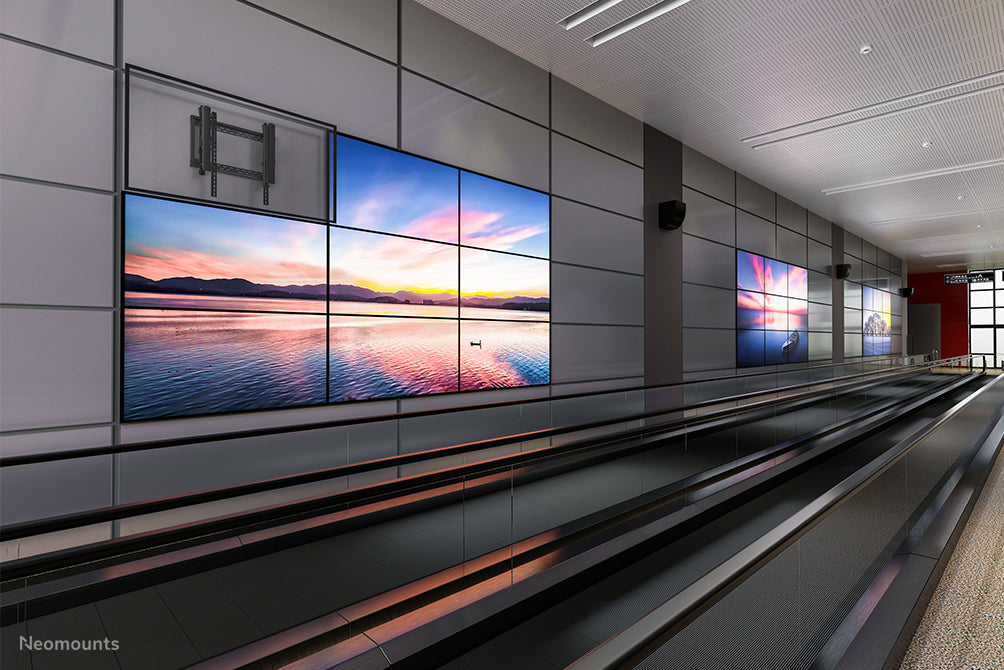 LED-VW2500BLACK1 ist eine flache Videowandhalterung für Bildschirme bis zu 75 Zoll (191 cm), für horizontale und vertikale Montage - Schwarz