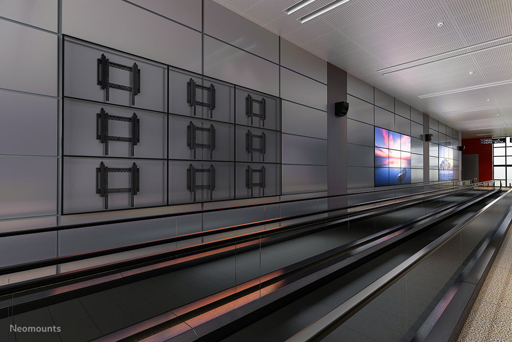 LED-VW2500BLACK1 ist eine flache Videowandhalterung für Bildschirme bis zu 75 Zoll (191 cm), für horizontale und vertikale Montage - Schwarz