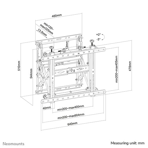 WL95-900BL16 Push-to-Pop-Out-Videowandhalterung für 45-75-Zoll-Bildschirme – Schwarz