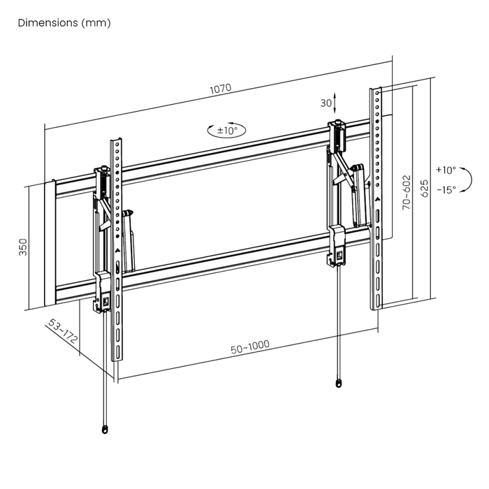 Schiebe-, Dreh- und Neige-TV-Halterung für Kaminsimsmontage 55-105 Zoll und 80 Kilo
