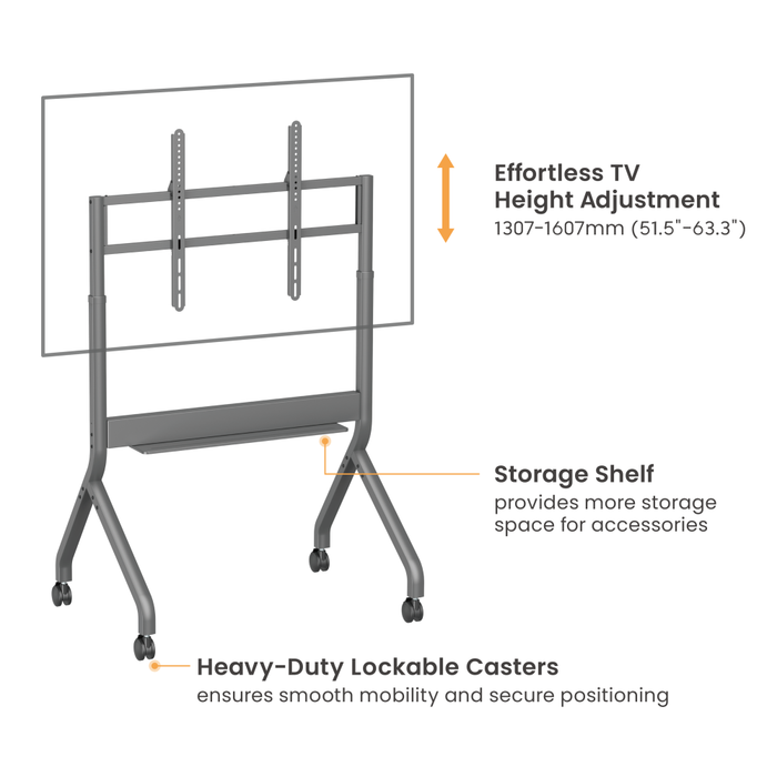 Wolff Mount TVB-136 | Elektrisch höhenverstellbares Präsentationsmöbel | Geeignet für Bildschirme von 50 bis 90 Zoll | VESA 900x600 | Max. 90 kg
