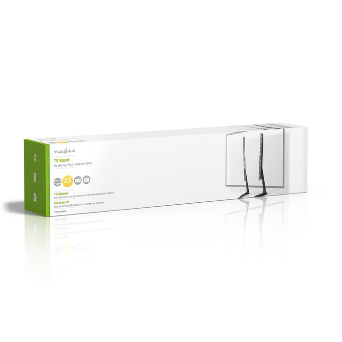 Nedis Fixed TV Desk Stand für Bildschirme von 13-70 Zoll | Maximal 50 kg | Flexible Höhenverstellung | VESA-kompatibel | Stahl | Schwarz