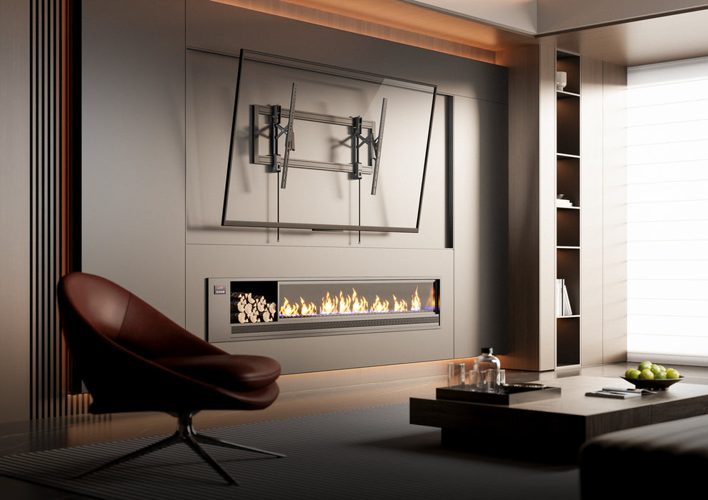 Schiebe-, Dreh- und Neige-TV-Halterung für Kaminsimsmontage 55-105 Zoll und 80 Kilo