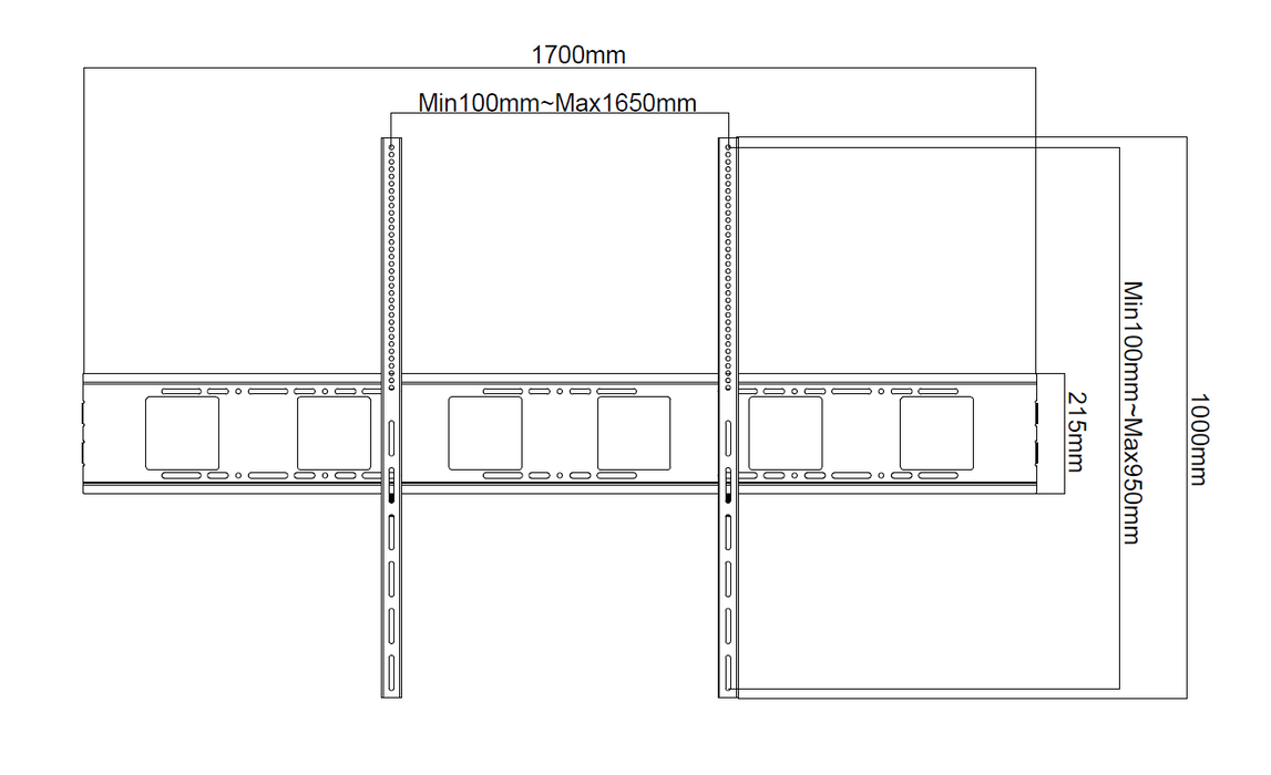 Wolff Mount Ultra TV-Wandhalterung für Fernseher bis 70-130 Zoll | max. 120 kg | 175 cm breit | VESA max. 950-1650