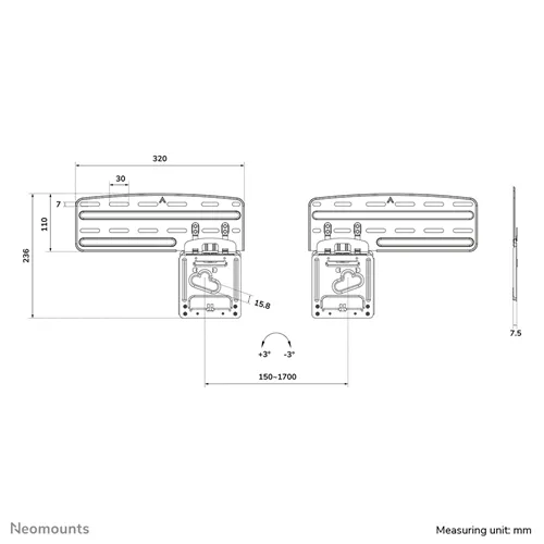 Neomounts WL30-265BL1 Ultraflache Wandhalterung für Samsung TVs 43-85