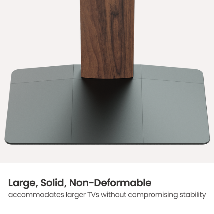 Wolff Mount – Vrijstaande Premium TV Vloer Standaard met FreeLift™ – Hoogte Verstelbaar met Eén Vinger – Geschikt voor TV’s t/m 86 inch – Extra Grote Massieve Voet – Kabelmanagement – Zwart/Walnoot
