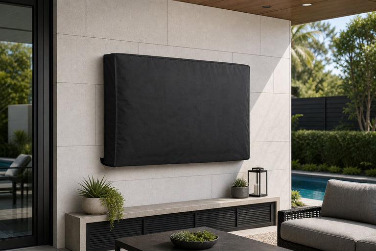 Outdoor TV-Schutzhülle | 40" - 43" | Hochwertiges Oxford-Gewebe | Separates Fach für Fernbedienung | Schwarz